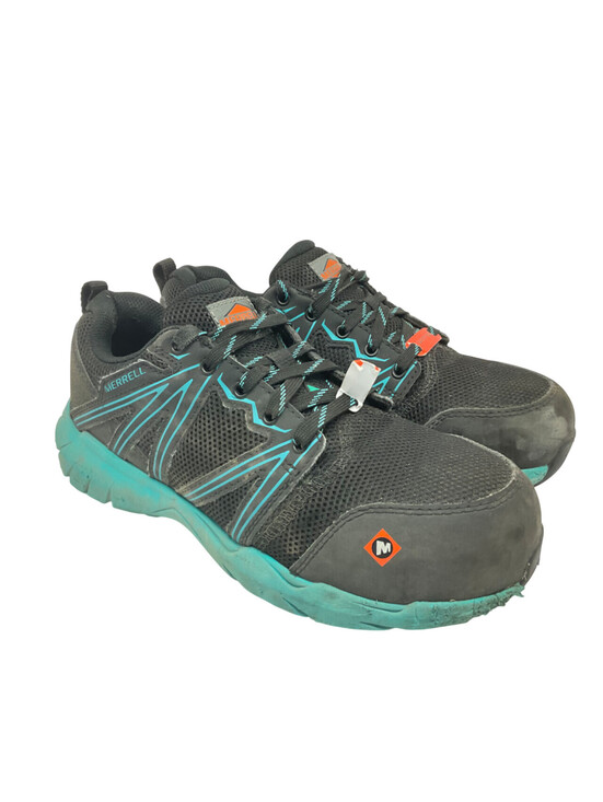 Merrell Shoes - Merrell Women's Fullbench Superlite Alloy Toe CSA Work Shoe Black/Teal Size 6M